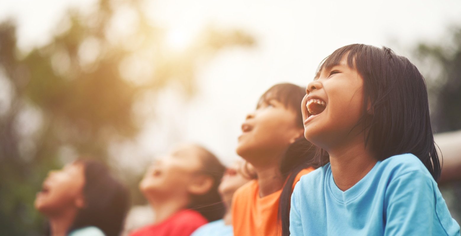 Group of kids friend laughing together